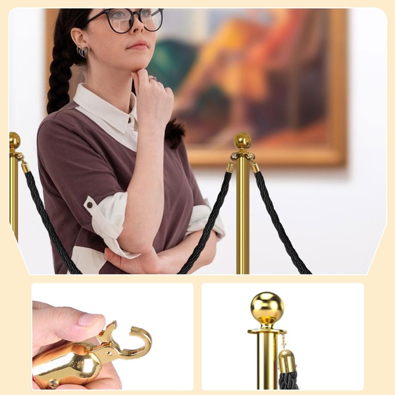 Aweisile Barrier Cord Black Barrier Rope with Hook Barrier Tape