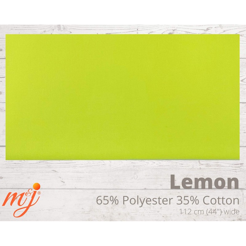 Plain Lemon Polycotton Fabric - 45 inch / 112 cm
