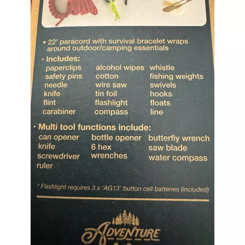 ADVENTURE Men's 34-In-1 Survival Kit