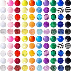 100 Pcs 20mm Beads for Pens Rhinestone Bubblegum Beads Mixed Crystal Acrylic Round Chunky Beads Sparkly Craft Large Balls Beads for Pen Beadable Keychain Bracelet Necklace DIY Jewelry Making Supplies