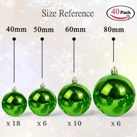 AMS 40ct Christmas Ball Plated Ornaments Tree Collection for Wedding,Thanksgiving,Party (40ct Brilliance, Green)