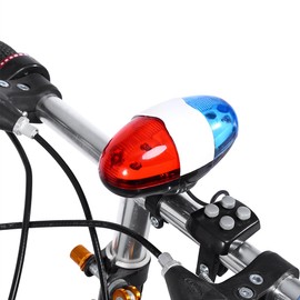 6 LED Cycling Bell Bike Front Light LED Bicycle Front Light Loud Warning Electric Bell for Bike, 4 Sounds Control with Mounting Bracket, Suitable for Various Bikes, Durable ABS Shell