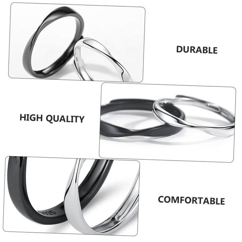 Baluue Stylish Silver Couple Ring Open Design Finger Jewelry for