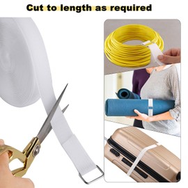 YMCRLUX 1"x16ft Hook and Loop Straps with 25 Metal Buckles, Adjustable Fastening Cable Straps, Cut-to-Length Cinch Strap, Reusable Nylon Securing Cord Ties for Organizer or Storage, 1 inch Wide, White