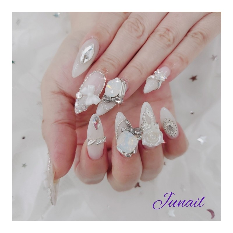 ⭐️ Happy Wedding Handmade Nail Tips ✨ - Short Stiletto