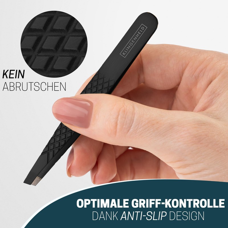 KLINGENHELD Professional Tweezers Set with ComfortGrip Tips and Non-Slip Handle