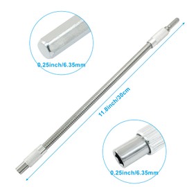 Waziaqoc 11.8 Inch Flexible Drill Bit Extension, Bendable Bit Screwdriver Extension, 1/4 Inch Hex Shank Drill Bit Extension for Home Repairs, DIY, Professional Installations