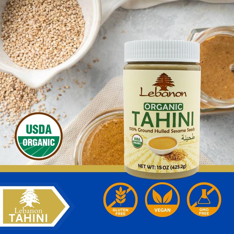 Lebanon - Organic Tahini, 100% Ground Sesame Paste, 15 oz
