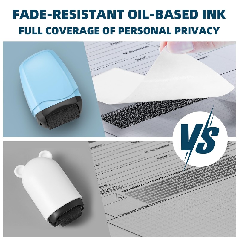 KOEYLE 2 Pack Confidential Roller Stamp with 6 Pack Refills