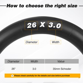 GRELiving 2PCS 20x3.0/26x3.0 Bike Inner Tube,20/26 Inch Tube with AV35mm Schrader Valve Suitable for Fat Bike/Mountain Bike/E-Bike (26x3.0 Inch)