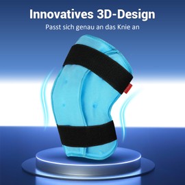 Comfytemp 3D Cooling Cuff Knee with Velcro Fastening, 28 x 30 cm Cooling Pads Gel for Knee Pain, Cold Warm Compress Cool Pack for Knee Replacement Surgery / Arthritis / Bruises / Swelling, blue