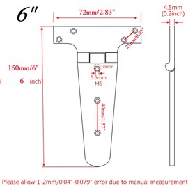 Stainless Steel 316 Hinges,Heavy Duty Marine Boat Caravan Cabinet Shed Garden Wooden Door & Gate T- Shape Hinge Hardware (Size:76 * 152MM,2PCS)