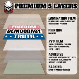 Freedom Democracy Truth FDT | Bumper Sticker or Car Magnet | Foxtrot Delta Tango American Decal Vinyl Sticker for Trucks Vans Cars [7.5x3.75]