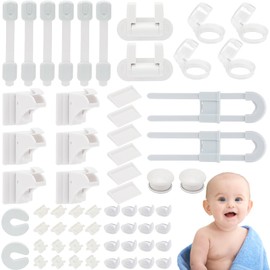 56Packs Cabinet Locks Baby Proofing Kit, Drawer Locks Outlet Plug Covers Baby Proofing Magnetic Cabinet Corner Guards Edge Protector Door Pinch Child Proofing House Checklist For Kitchen Stove Oven TV
