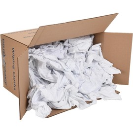 PRO SOURCE Wide Virgin Cotton Rags - White, Fleece and Sweatshirt, Low Lint, 25 Lbs. at 3 to 4 per Pound, Box