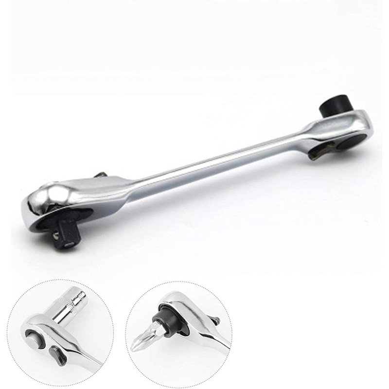 Silver Ratchet Wrench 1/4 Inch Mini Double Head 72 Teeth