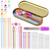 48Pcs Plastic Large Eye Sewing Needles Set,15PCS Large-Eye Blunt Needles,Yarn