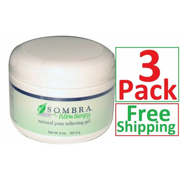 8 oz.Jars of SOMBRA WARM THERAPY PAIN RELIEVING Gel - Always Fresh ! -3 PACK