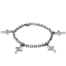 West Coast Jewelry ELYA Stainless Steel Cross Charm Bracelet