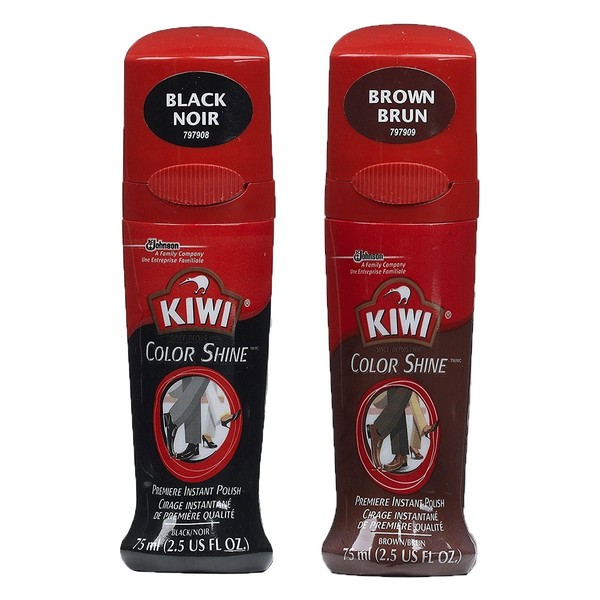 Kiwi Color Shine Variety Pack, Black and Brown, 2.5 OZ Each