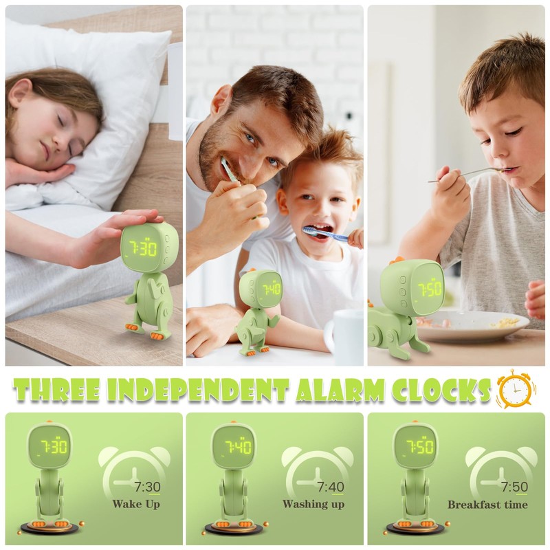 Children's Alarm Clock with 3 Alarm Indicators - Digital Alarm