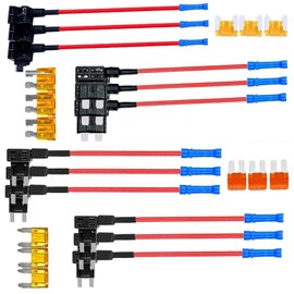 WADY Kit Adaptador de Fusible para Coche, 12V Mini Portafusibles de Hoja de Doble Ranura Baja, 12V Automotriz Agrega Un Adaptador de Fusible de Circuito Automotive Blade Fuse Holder Mini Type Fusibles