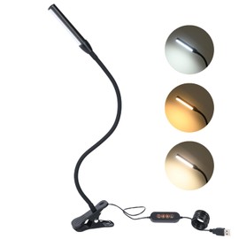 CeSunlight Clip on Reading Lamp, Clip Light, Warm & Daylight & White Light 3 Colors, Eye-Care Clamp Lamp with 10 Dimmable Illumination Modes
