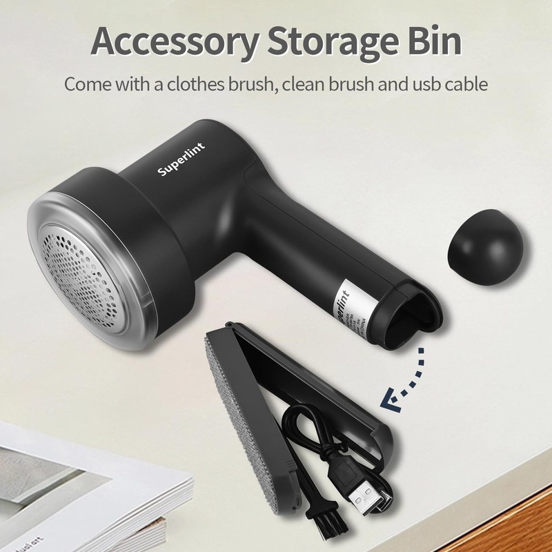 SUPER LINT Electric Fabric Shaver Electrostatic Brush, LED Display, 3-Speeds,
