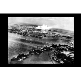 Pearl Harbor Attack PHOTO WWII Japanese Aerial View Battleship Row, Dec 7, 1941