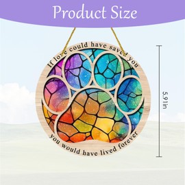 Pet Bereavement Gifts,Dog Remembrance Gifts,Colorful Acrylic Round Dog Paw Souvenir Plaques,Thoughtful Pet Memorial for Dogs Cats Lovers,Sympathy Gift for Loss of Fur Baby,Keepsake Memorial Wind Chime