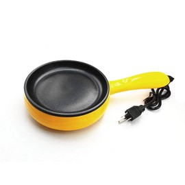 BULUSHI Cuisine 6-Inch Non-Stick Electric Skillet, Yellow Mini frying pan