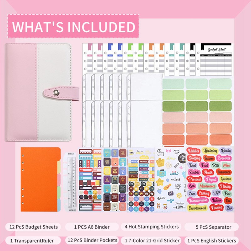 A6 PU Leather Budget Organiser with Buckle Budget Planner Financial