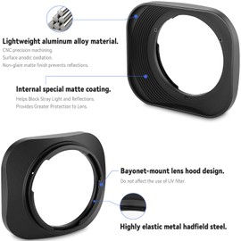 Haoge LH-ZV02 Bayonet Metal Square Lens Hood for Voigtlander NOKTON Classic 35mm f1.4 VM, 40mm f1.4 VM ; Carl Zeiss Biogon T 35mm f2 ZM, C Biogon T 35mm f2.8 ZM, Planar T 50mm f2 ZM replace LH-6