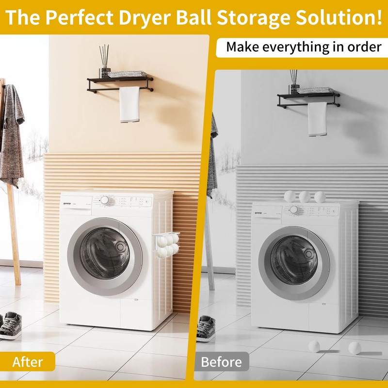 HISSATE Magnetic Dryer Ball Holder for Laundry Room Organization and