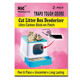 KLC Cat Box Deodorizer - Natural Charcoal Patch - 2-Pack - Cat Litter Box Odor Eliminator
