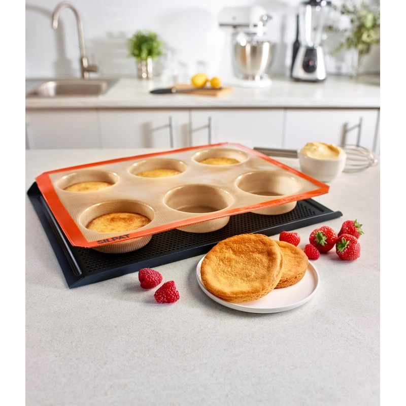 Silpat The Original Large Round Mini Cakes Mold, 6 Hole
