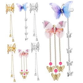 Baluue 8pcs Butterfly Hair Clips Moving Glitter 3d Tassel Hair Pins for Women Girls Butterfly Clip Clamp for Wedding Party
