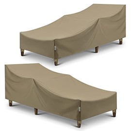 SunPatio Outdoor Chaise Lounge Covers, 2 Pack Patio Chaise Cover 84" L x 30" W x 24" H, Heavy Duty Waterproof Beach Chair Cover with Seam Taped, Helpful Air Vents, All Weather Protection, Taupe