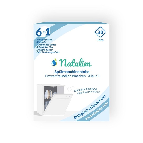 Natulim Dishwasher Tablets Biodegradable and Water Soluble 6-in-1 Pack of