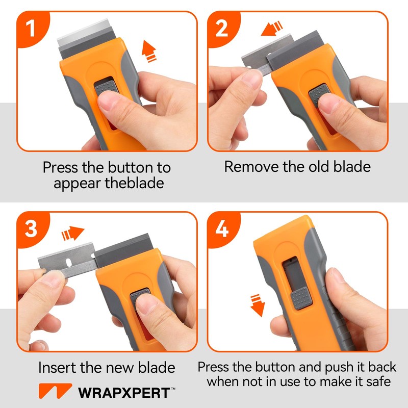 WRAPXPERT Razor Blade Scraper, Razor Scraper Tool with 30pcs Extra