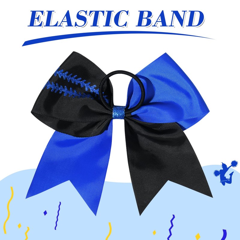 DEEKA 12 PCS Softball Cheer Bows with 2 Glitter Stitching