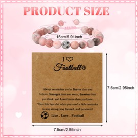ViEinkaufen Girls Football Bracelets, Football Gifts for Girls, Pink Football Adjustable Bracelets for Teenage Girls with Card, Inspirational Bracelets for Teen Girls Gifts