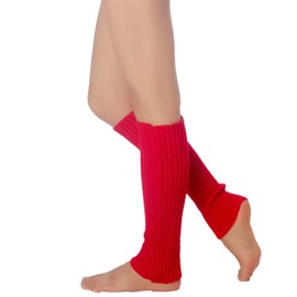 iB-iP Women's Leg Warmers Ballet Dancers Neon Lime Green Warm Aerobics Costume, Size: One Size, Red