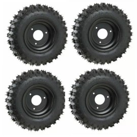Unbranded 6" Go Kart Tires 4.10-6 Tire Rim Wheel Steering Spindle 3 Stud Hub ATV Quad Bugg - 4 Pack 4.10-6 tire wheels