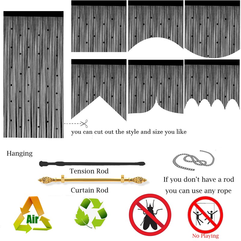 Taiyuhomes Bead String Curtain Door Fly Screen for Doorways Window