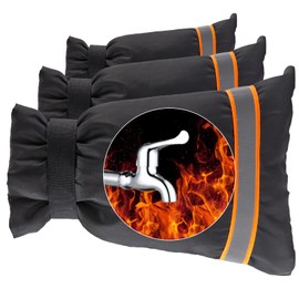 Supoice Outdoor Faucet Cover for Winter Freeze Protection 6" W x 7" H, Outside Yard Faucet Insulation Wrap Socks Hose Bib Antifreeze Cover Waterproof & Frost Free with Orange Relective Strip 3 Pack