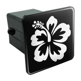 GRAPHICS & MORE Hibiscus Flower - White On Black Tow Trailer Hitch Cover Plug Insert 2"