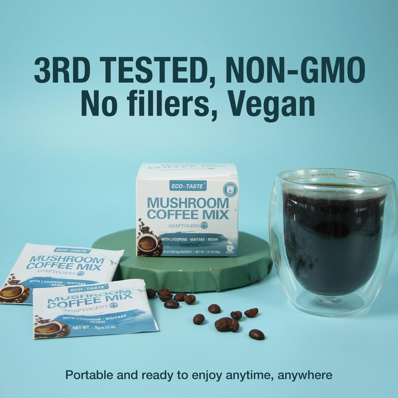 ECO-TASTE Mushroom Coffee Mix, Designed for Immunity with Lycopene, Maitake,