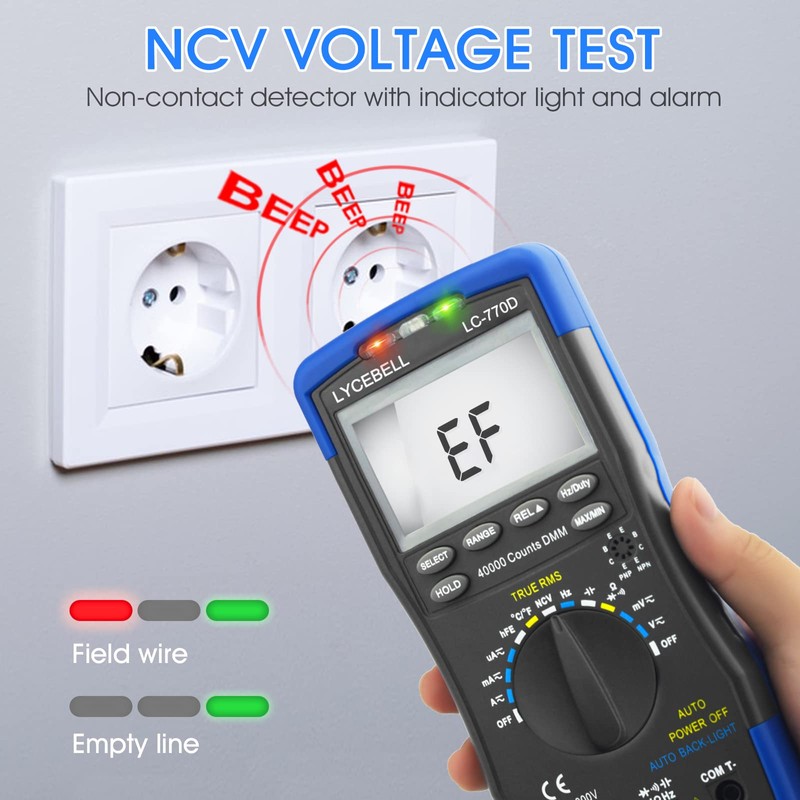 Digital Multimeter LC-770D TRMS Voltmeter Ammeter for Measures NCV AC/DC