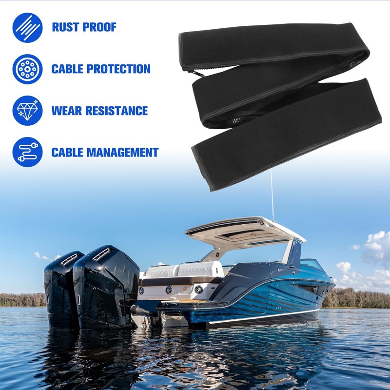 48inch Neoprene Trolling Motor Cable Sleeve 2'' Dia Cable Organizer